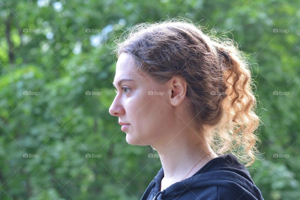 young girl beautiful profile portrait