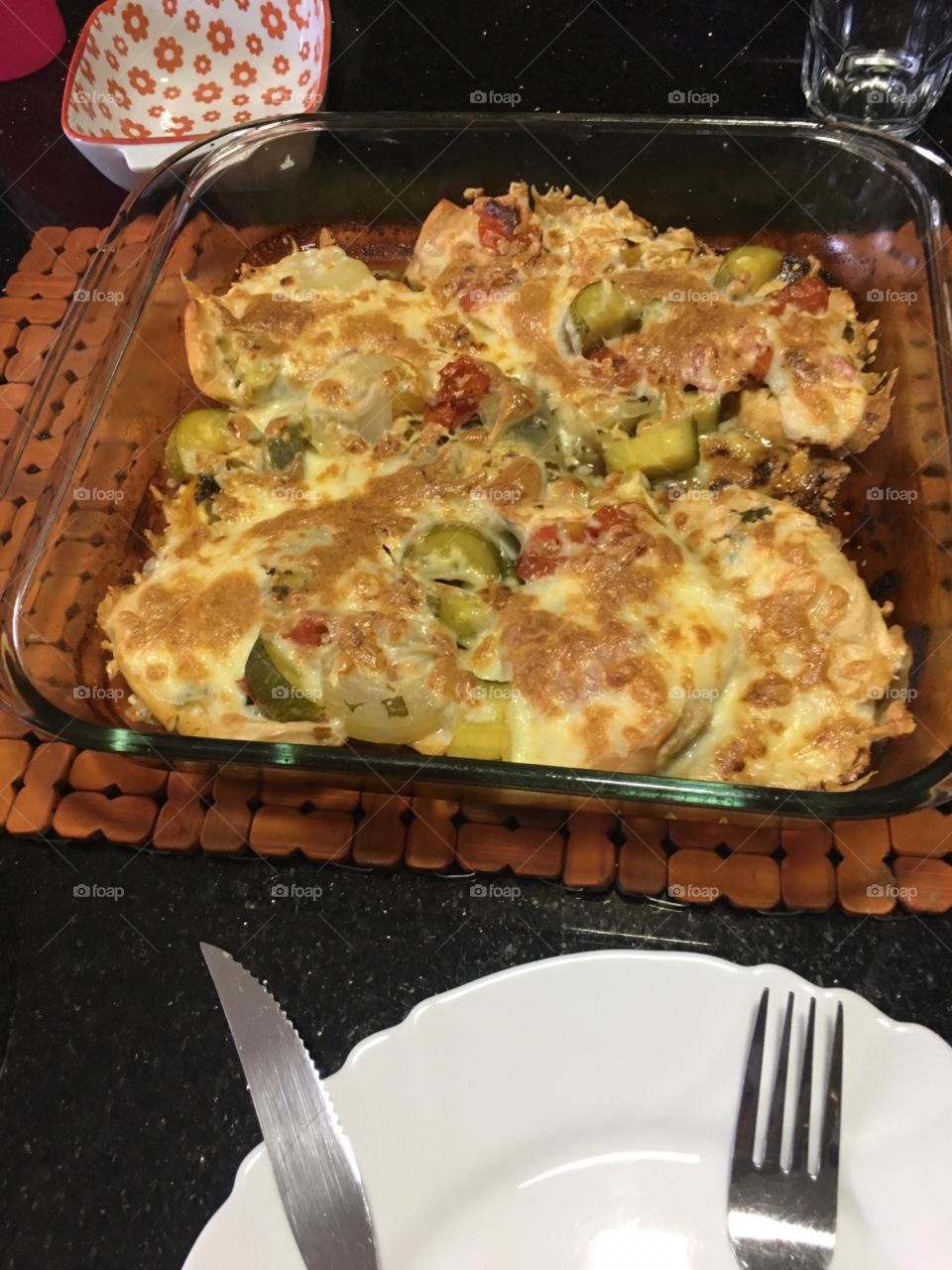 mozzarella cheese is on the top