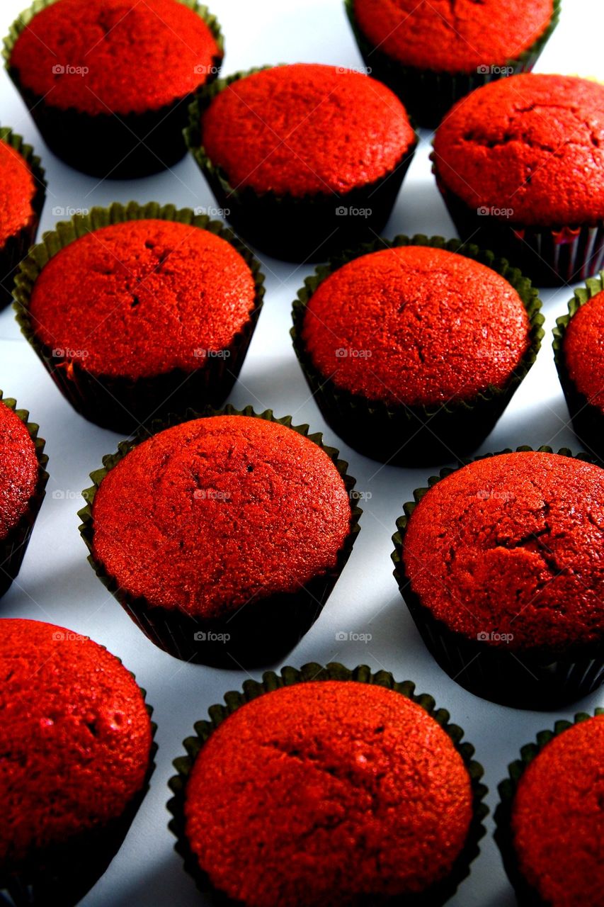 freshly baked red velvet cupcakes