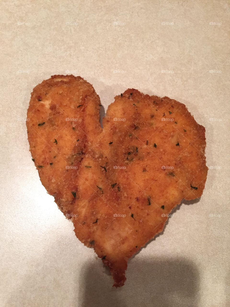 Heart shaped chicken cutlet 