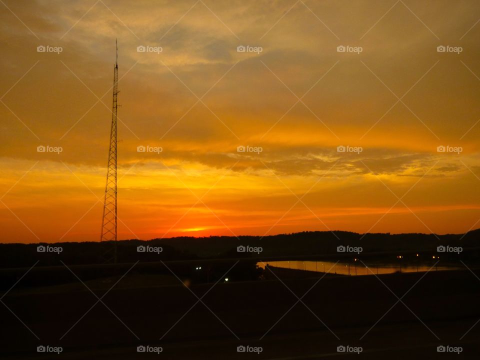 Sunset over the river