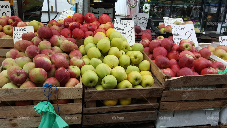 Apple, Market, Fruit, Stall, Food