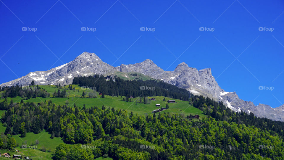 View of snow mountains in Swiss 