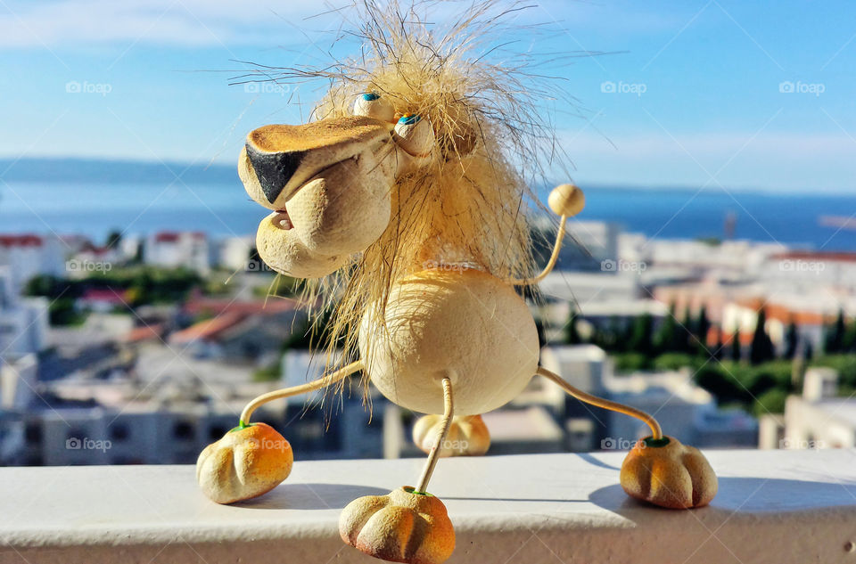 Lion toy on balcony