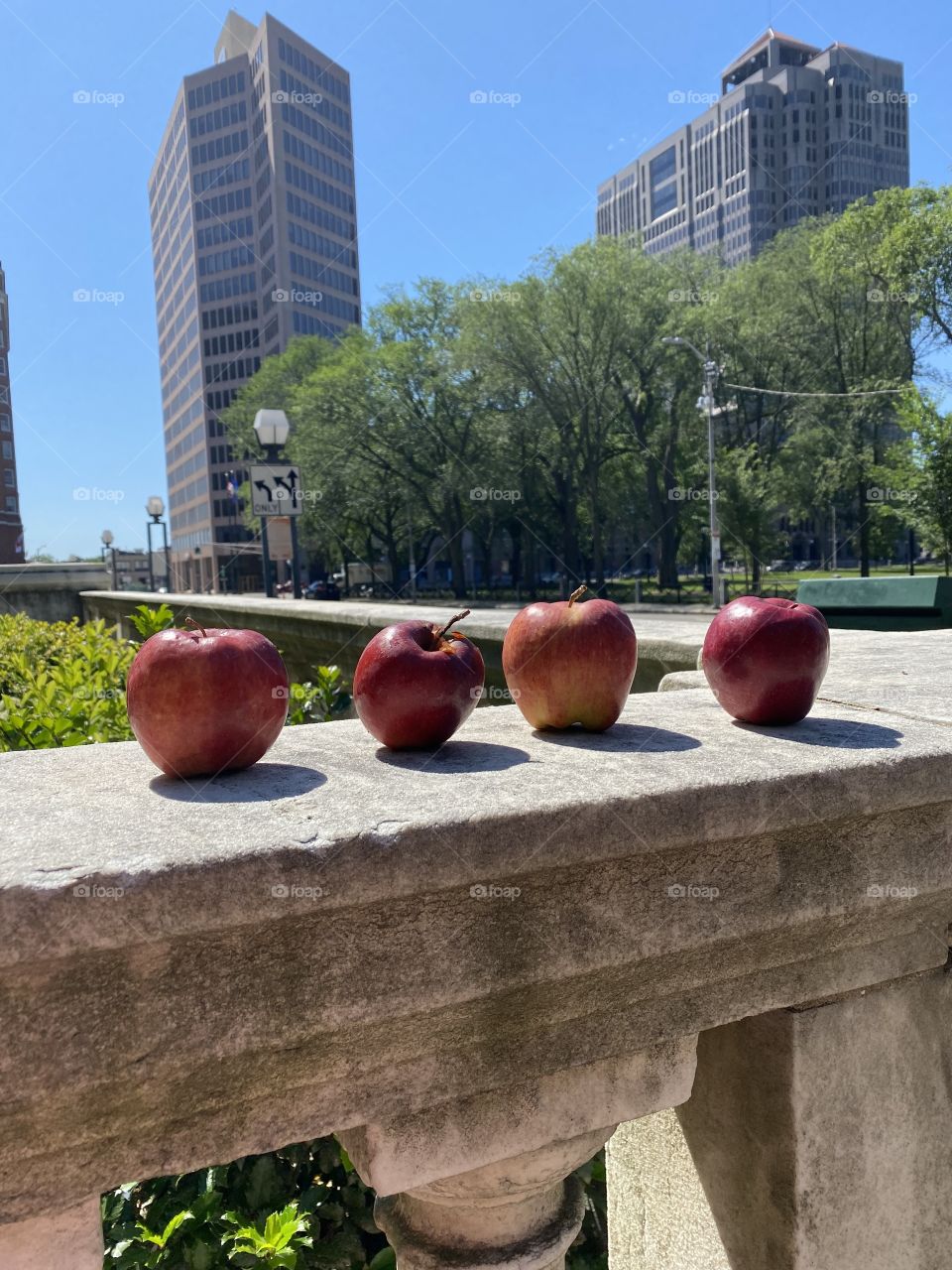 Apples on a wall