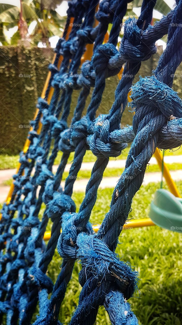 rope mesh ladder in children's playground