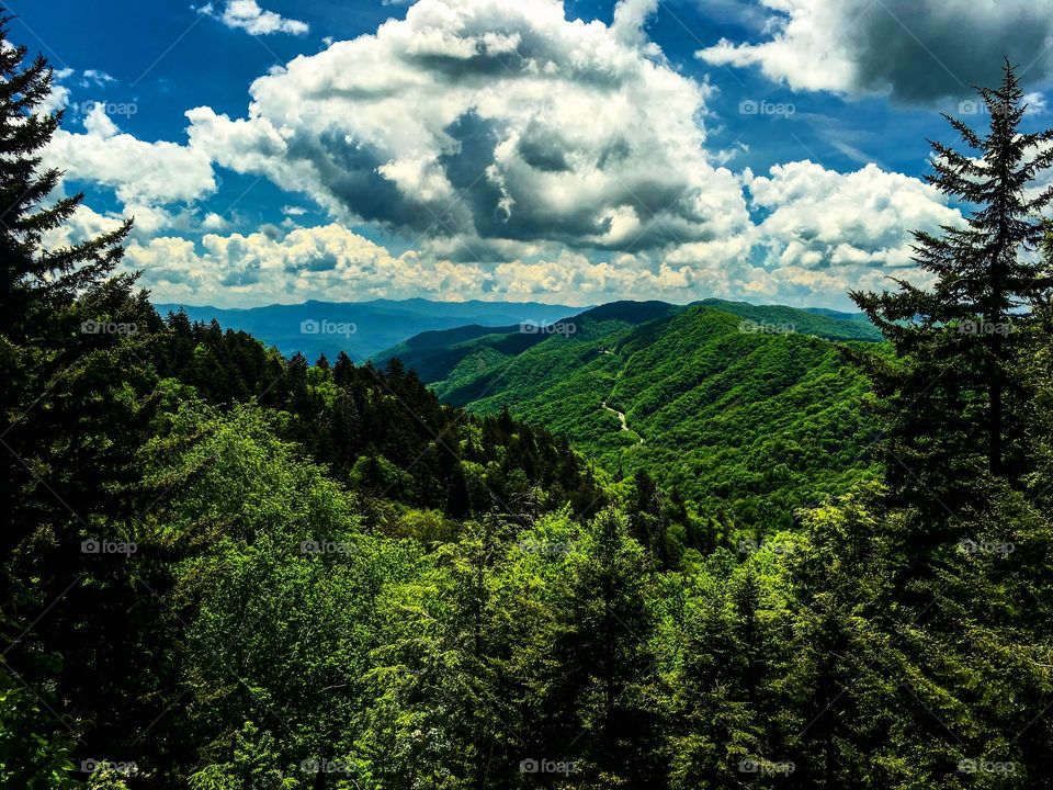 Beautiful view of the Great Smoky Mountains of Tennessee 