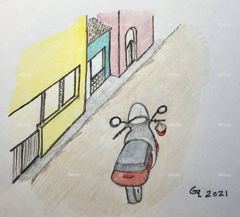 Parked Moped in Isla Mujeres 