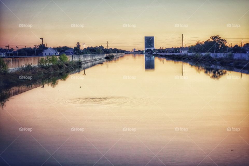 Sunset over 17th Street Canal, New Orleans, USA.