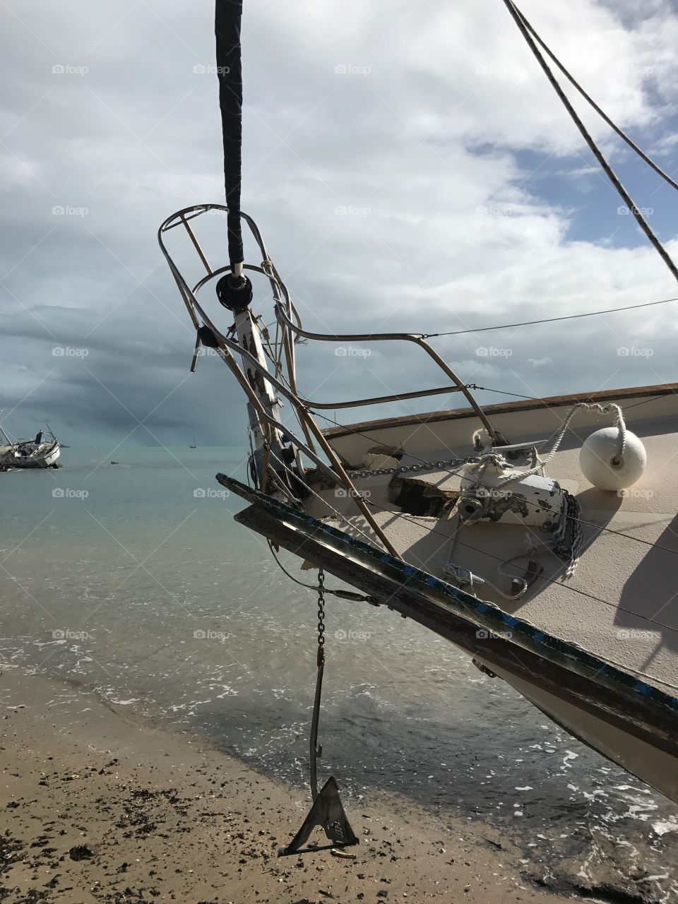 Shipwreck from the aftermath of Cyclone Debbie, Queensland Australia 