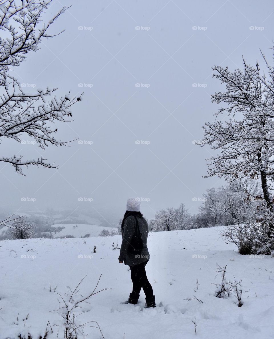 Woman enjoying the snow