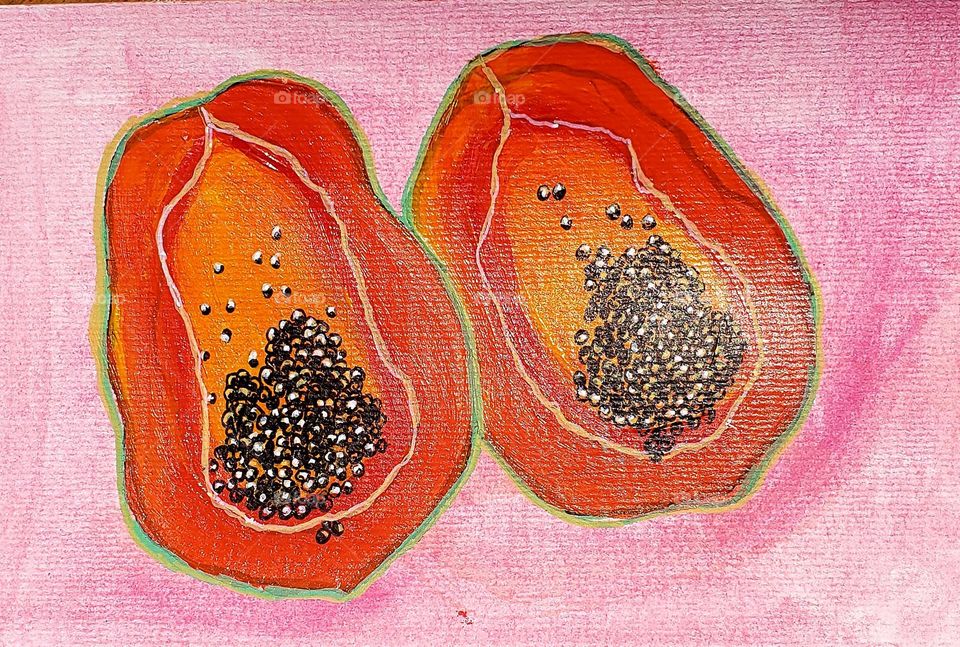 Una fruta muy especial papaya  creo que le dicen no estoy muy segura pero me gusta pintarla
