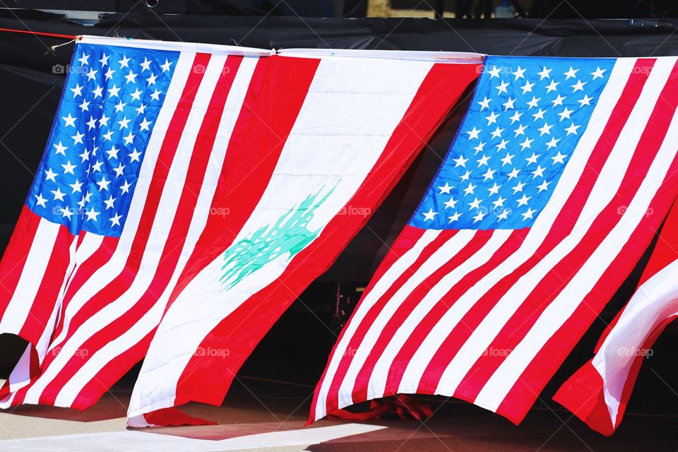 American and Lebanese flags