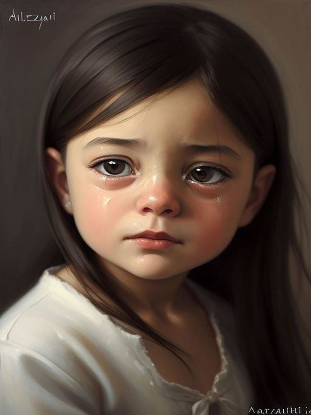 Cute sad baby girl crying