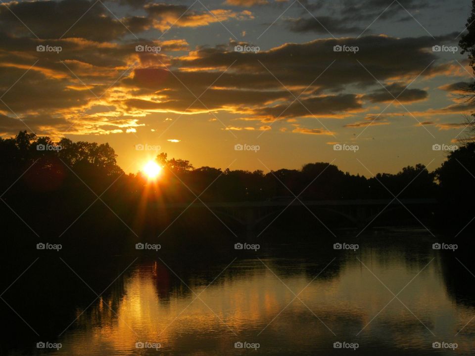 View of lake during sunset