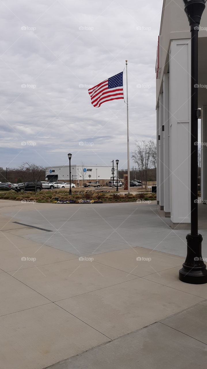 US Flag waving on a windy day