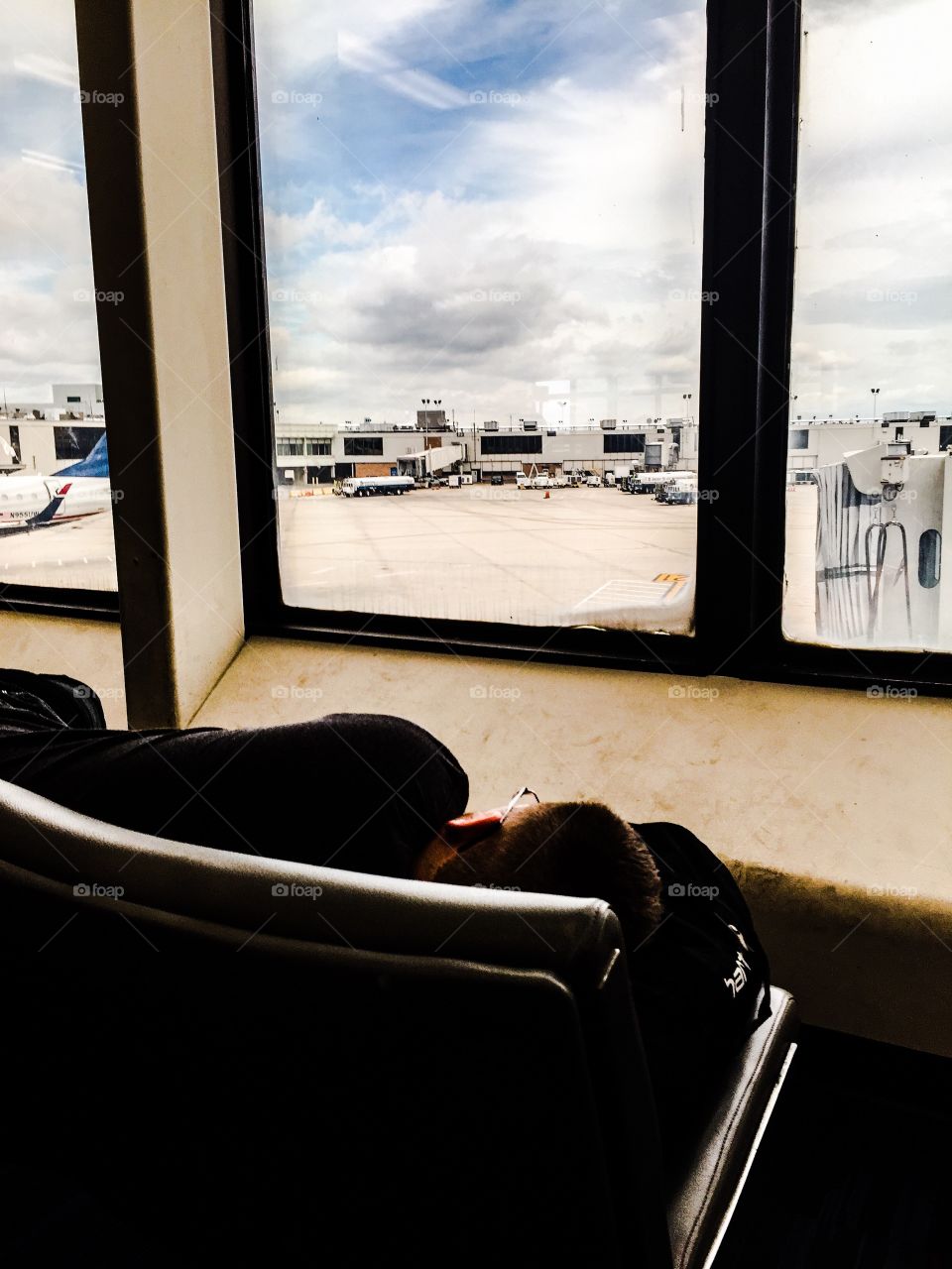 Sleeping in an airport