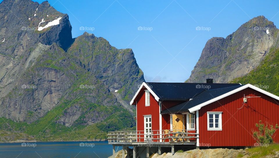 Typical red wooden Norwegian 