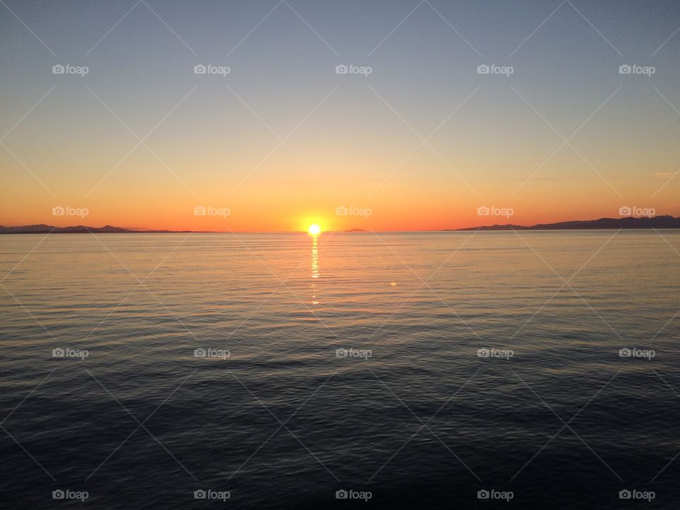 Sunset. Ferry ride to Vancouver island