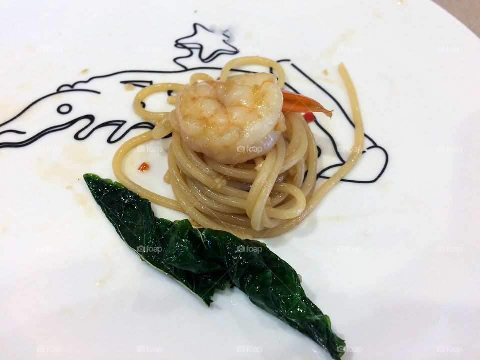 Spaghetti spicy shrimp
