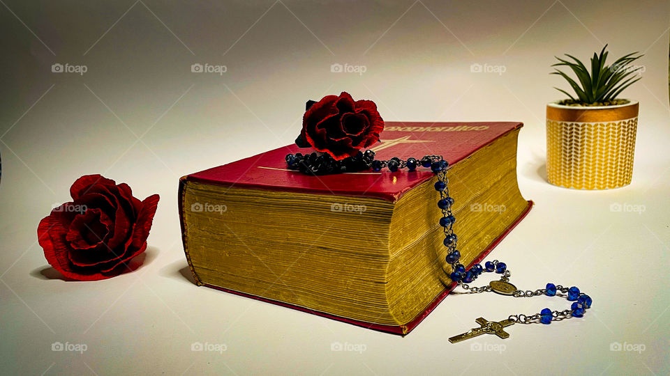 Rosary and Holy Bible