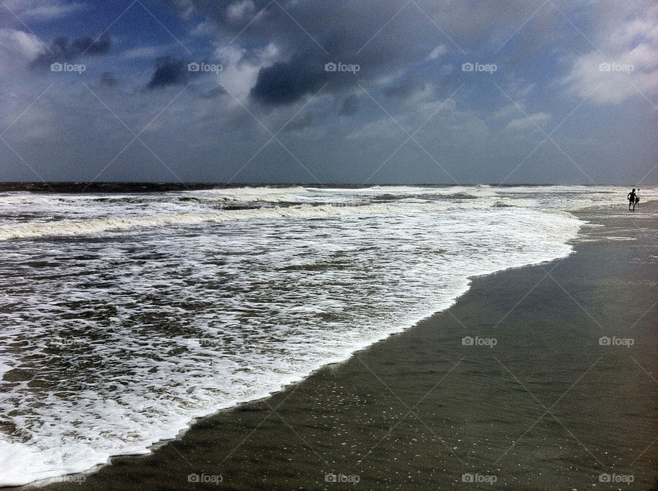 beach ocean clouds storm by tplips01