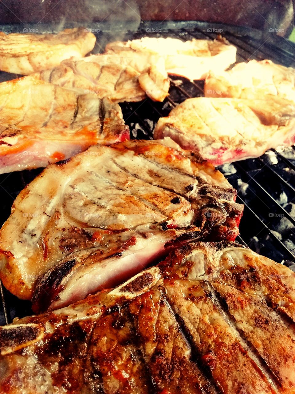 pork chops on barbecue
