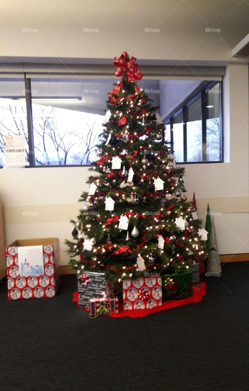 High angle view of christmas tree