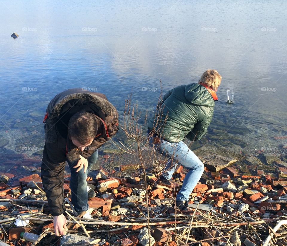 Skipping rocks in Lake Ontario 