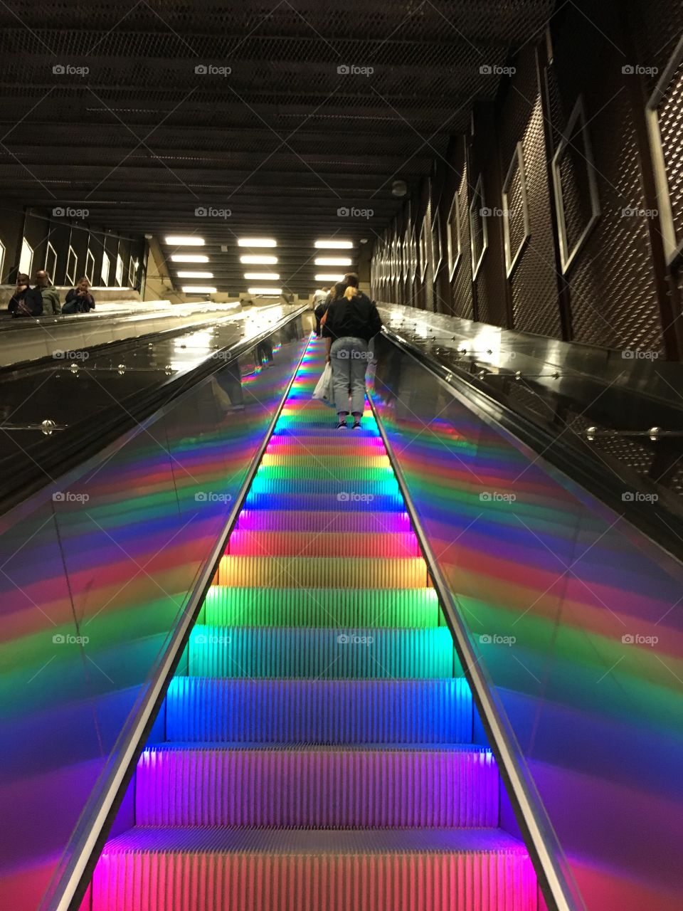 Colorful escalator