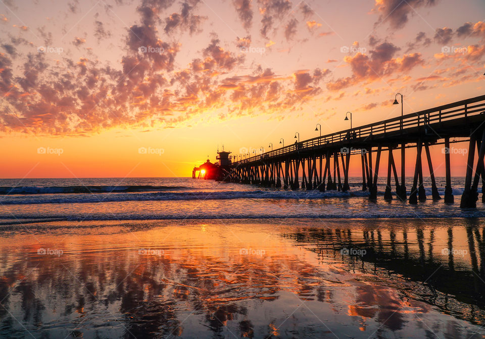 Beautiful sunset in San Diego at the Pier