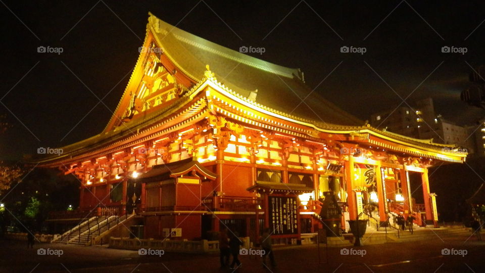 Sensoji temple. A symbolic temple in Asakusa, Tokyo lighted up.