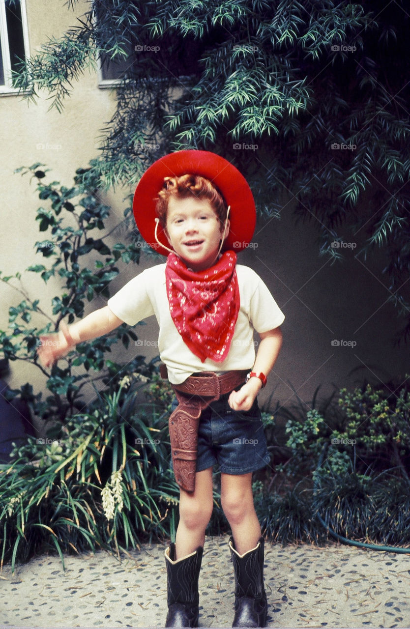 Cowboy day red hair, red hat and red hanky.' 