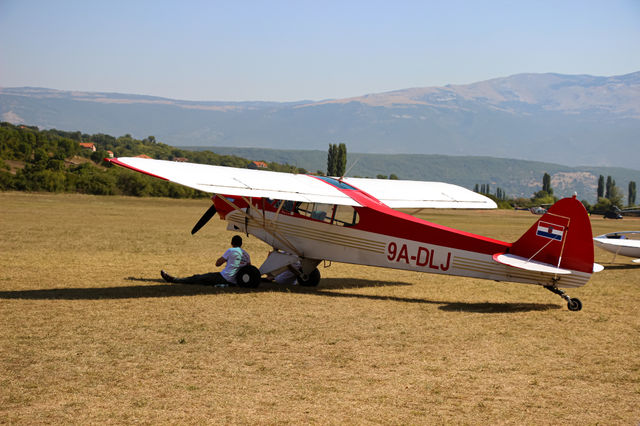 Waiting for the flight in sports plane