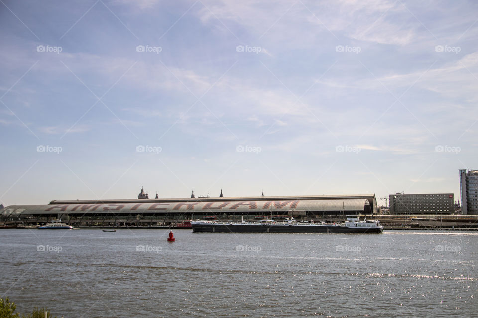 Backside From The Central Station At The IJ Amsterdam The Netherlands 2018