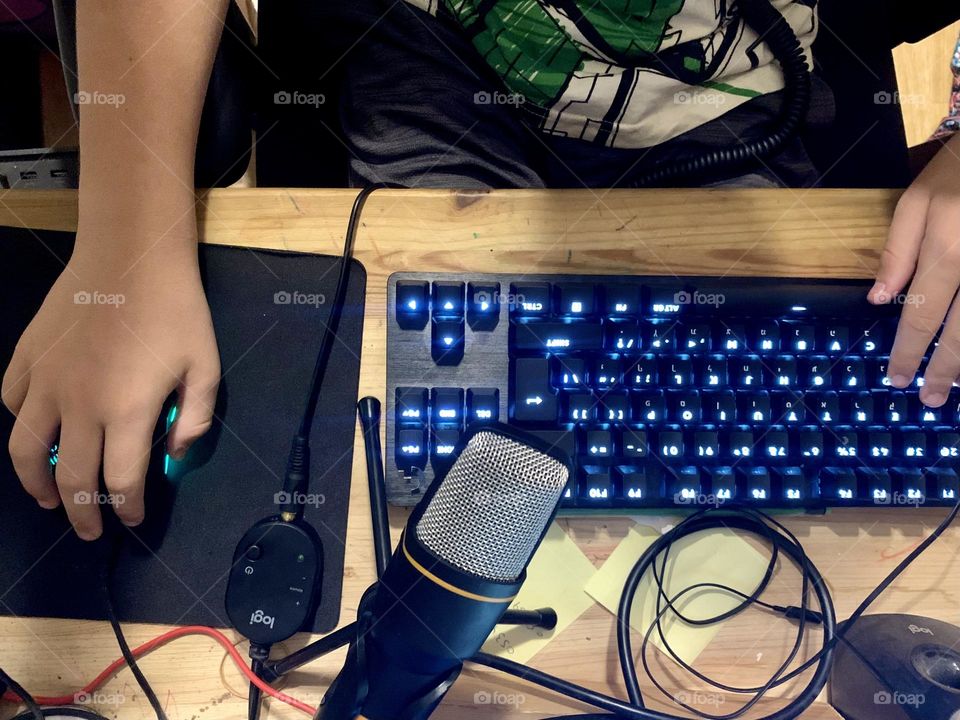 Gaming accessories. Mice keyboard microphone speakers 