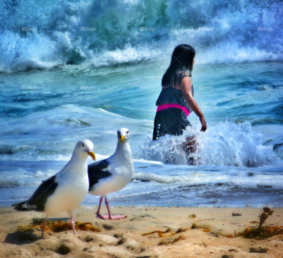 california beach ocean girl by analia