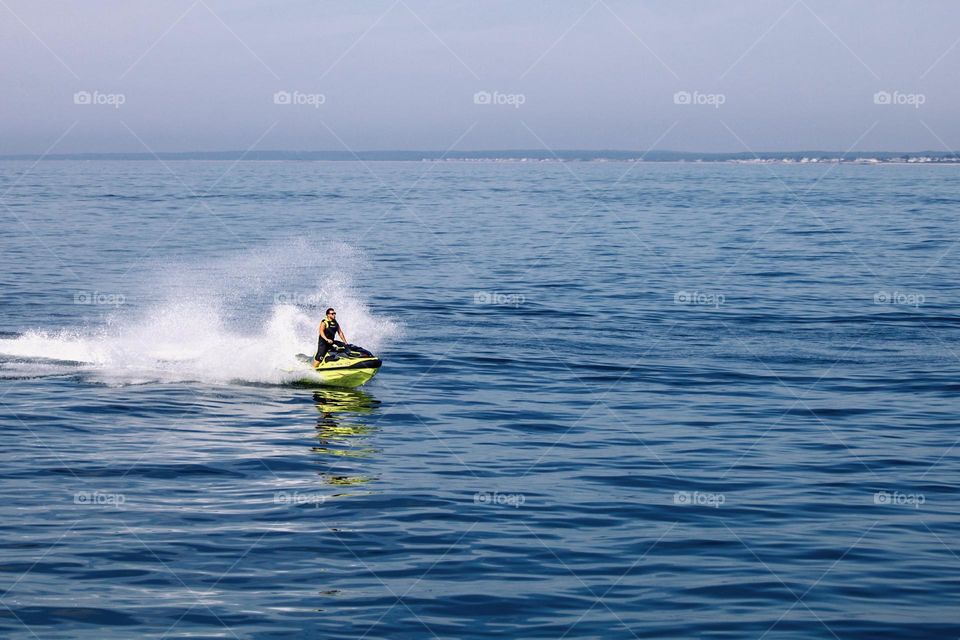 Jet skiing in the summer