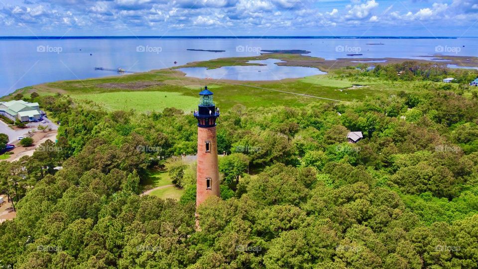 The beautiful and historic Currituck lighthouse located in Corolla, NC in the Outer Banks. 
