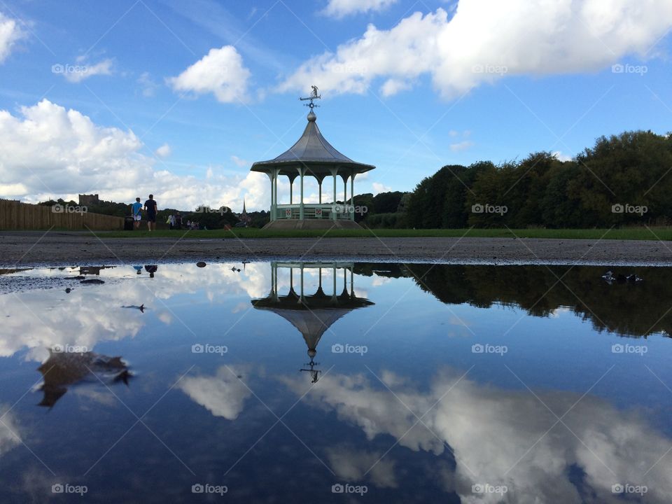 Durham Bandstand. Spotted a puddle with a lovely reflection opportunity ....