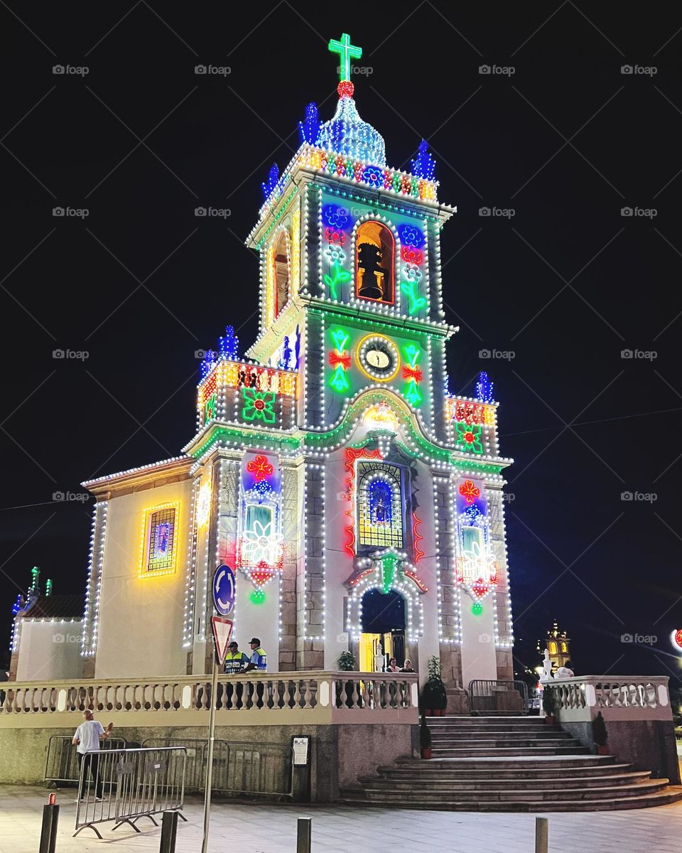 Church under decorations for the event 