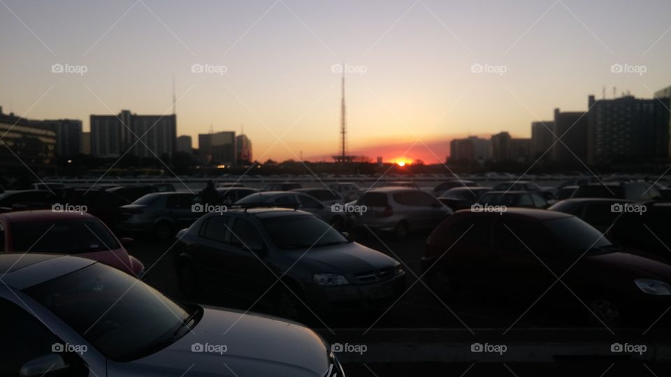 Car, Vehicle, Sunset, City, Light