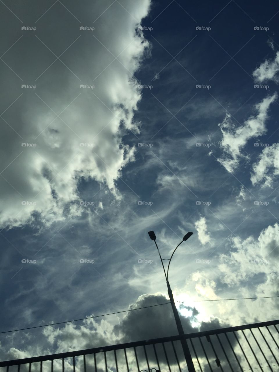 Cloudy sky and a lantern 