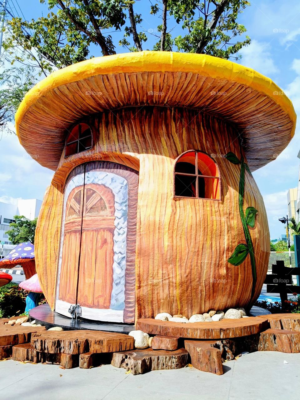 The beautiful mushroom hut in Enoki Garden, Penang.