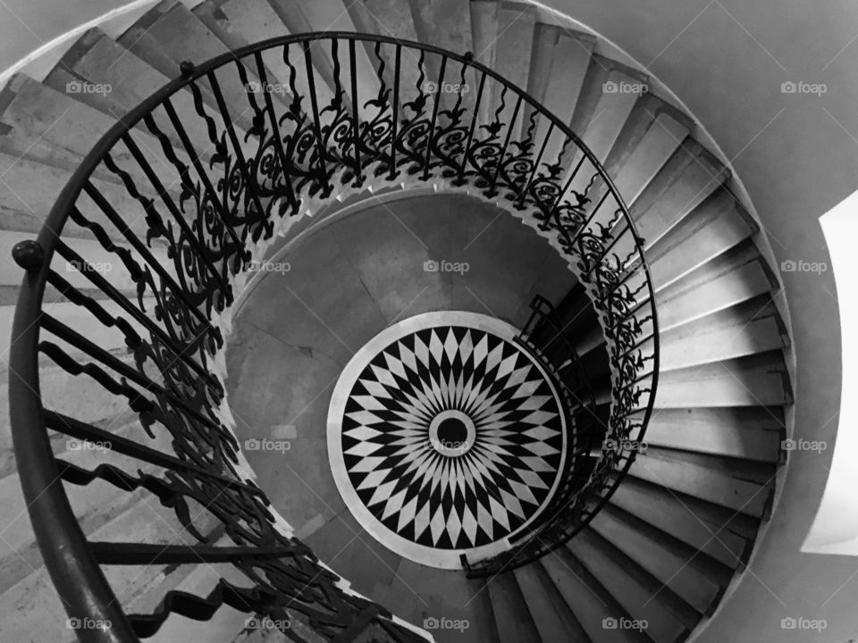 Spiral stair in golden ratio angle view point