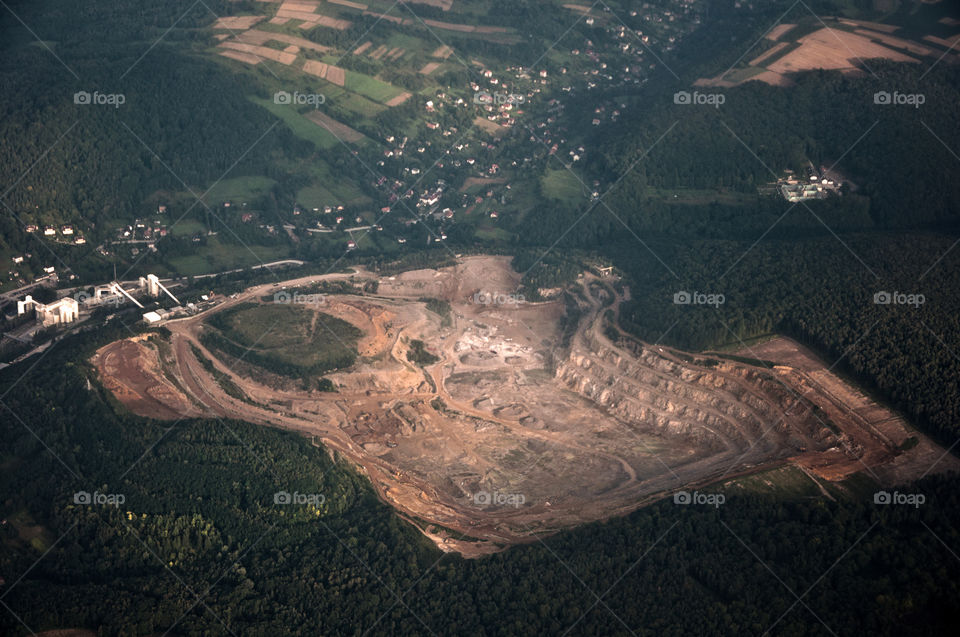 Large quarry, aerial view
