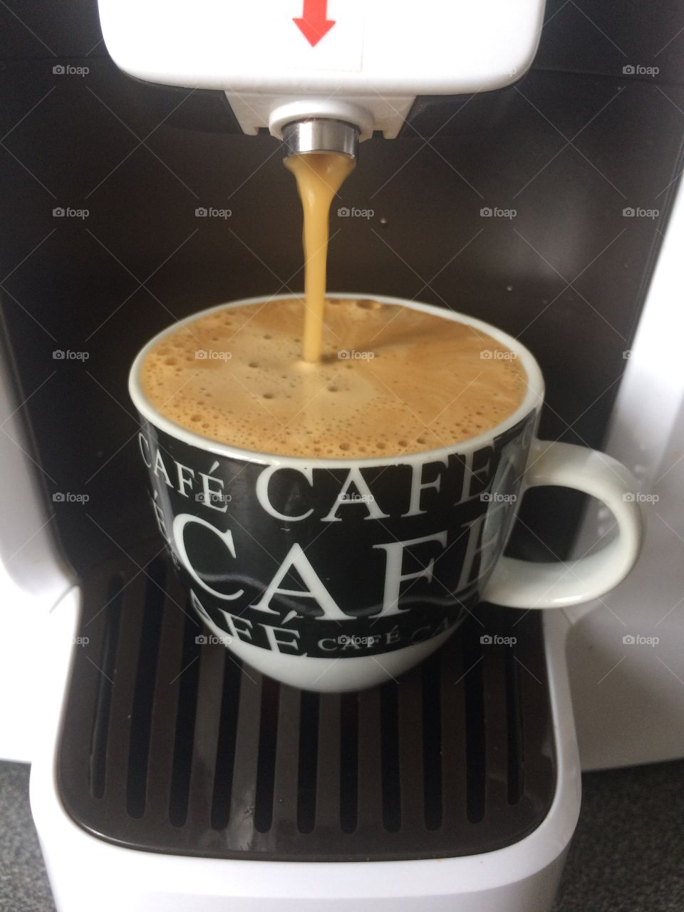 Pouring espresso coffee