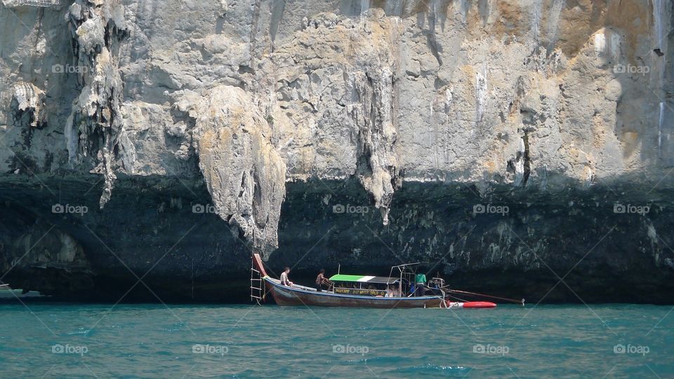 Longtail boat on the coast near Phra Nang Beach 