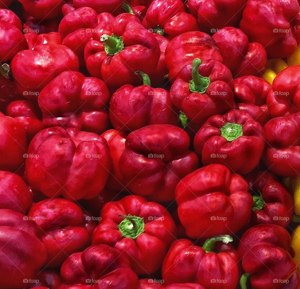 red peppers on a street market