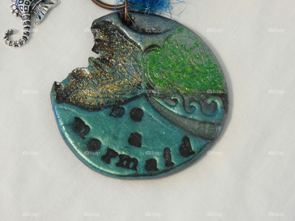 Be a Mermaid pendant necklace by Robin's Nest Designs.